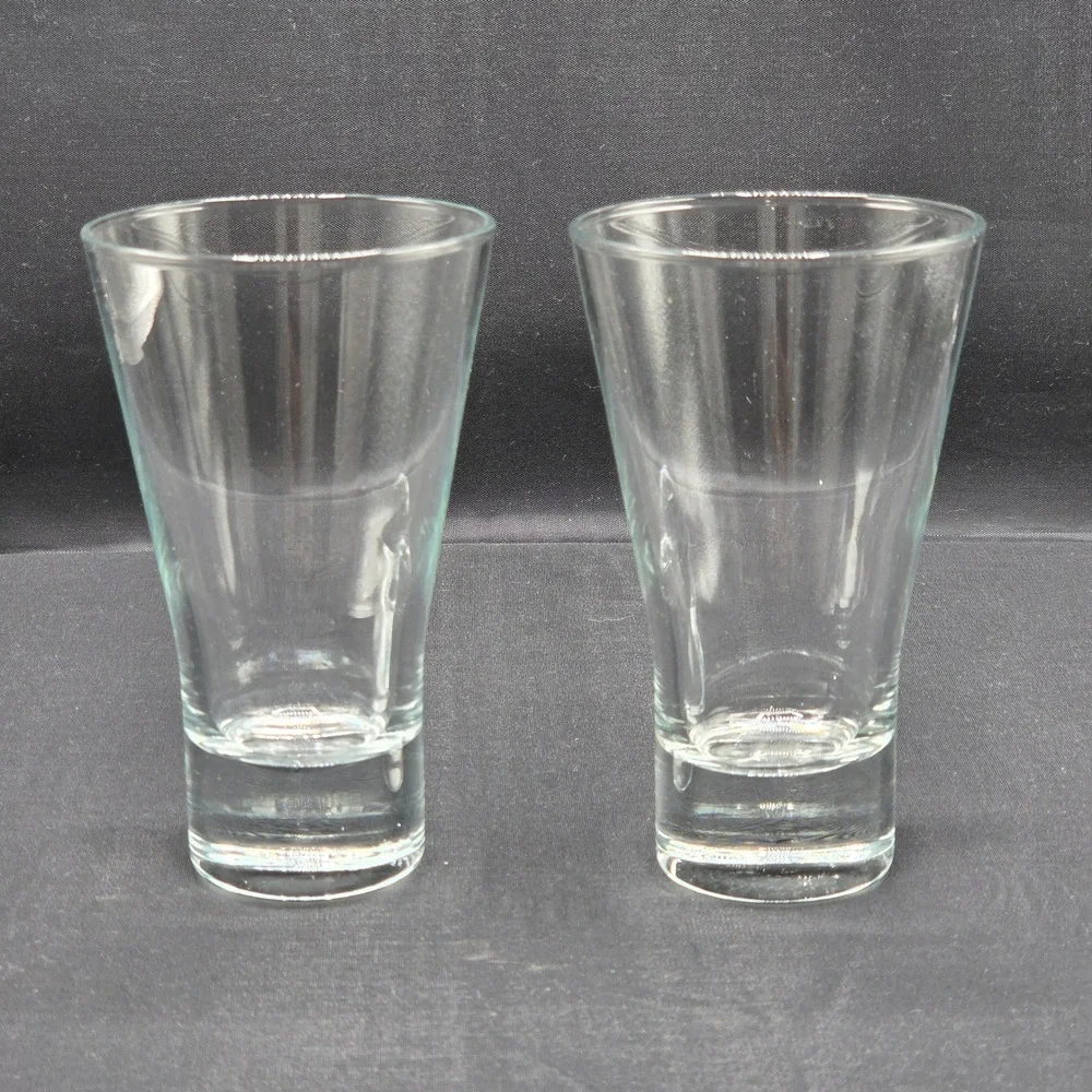 Set of 2 Clear Glass Shot Glasses Weighted Base Tapered Design Barware 5